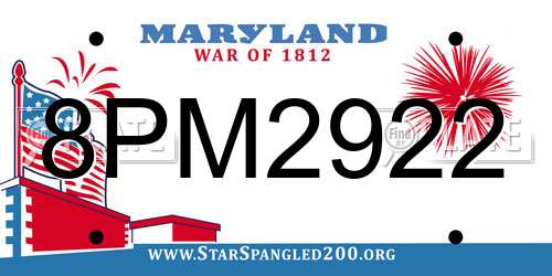 8PM2922 Maryland License Plate
