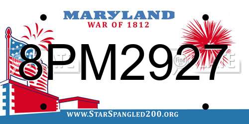 8PM2927 Maryland License Plate
