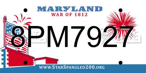 8PM7927 Maryland License Plate