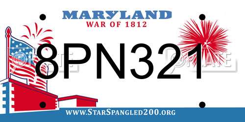 8PN321 Maryland License Plate