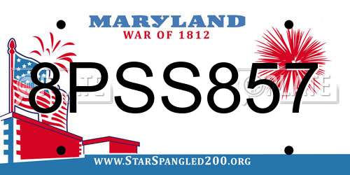 8PSS857 Maryland License Plate