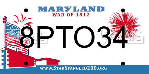 8PTO34 Maryland License Plate