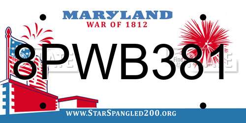 8PWB381 Maryland License Plate
