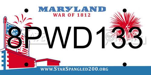 8PWD133 Maryland License Plate
