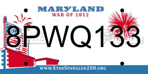 8PWQ133 Maryland License Plate