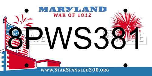 8PWS381 Maryland License Plate