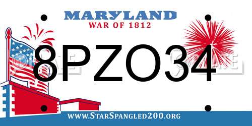8PZO34 Maryland License Plate