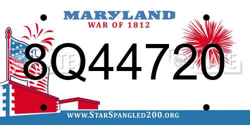 8Q44720 Maryland License Plate