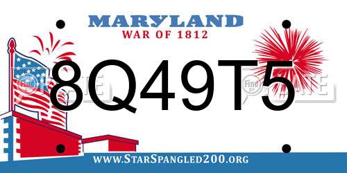 8Q49T5 Maryland License Plate