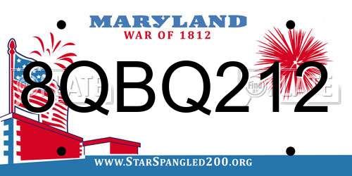 8QBQ212 Maryland License Plate