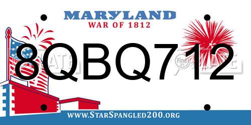 8QBQ712 Maryland License Plate