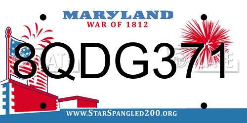 8QDG371 Maryland License Plate
