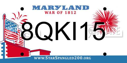 8QKI15 Maryland License Plate