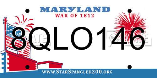 8QLO146 Maryland License Plate