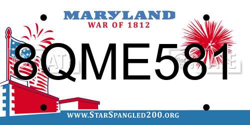 8QME581 Maryland License Plate