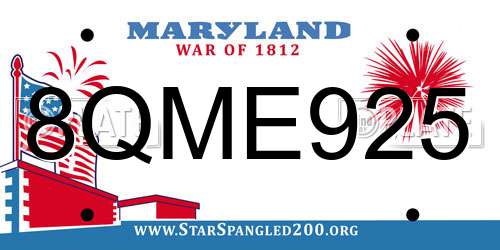 8QME925 Maryland License Plate