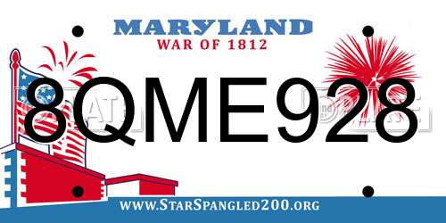 8QME928 Maryland License Plate
