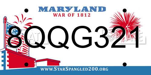 8QQG321 Maryland License Plate