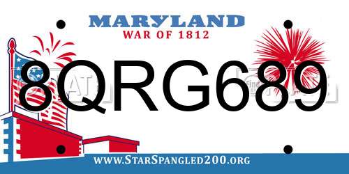 8QRG689 Maryland License Plate