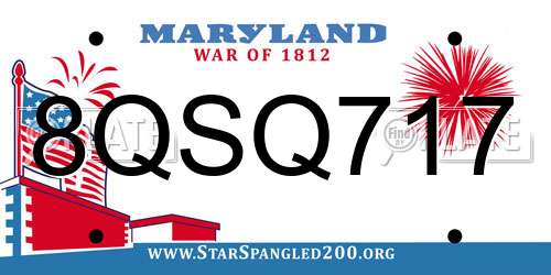 8QSQ717 Maryland License Plate