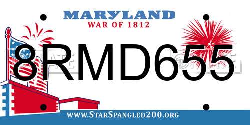 8RMD655 Maryland License Plate
