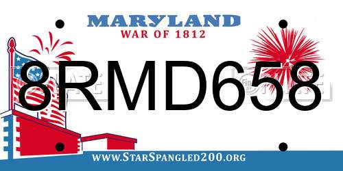 8RMD658 Maryland License Plate