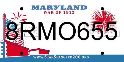 8RMO655 Maryland License Plate