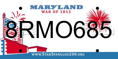 8RMO685 Maryland License Plate