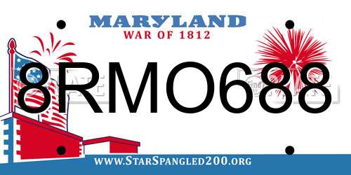8RMO688 Maryland License Plate