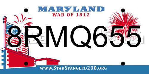 8RMQ655 Maryland License Plate