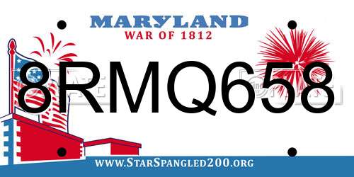 8RMQ658 Maryland License Plate