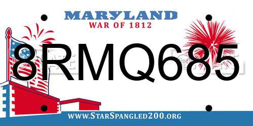 8RMQ685 Maryland License Plate