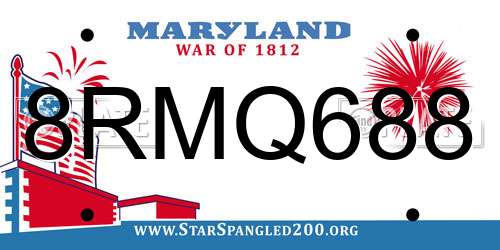 8RMQ688 Maryland License Plate