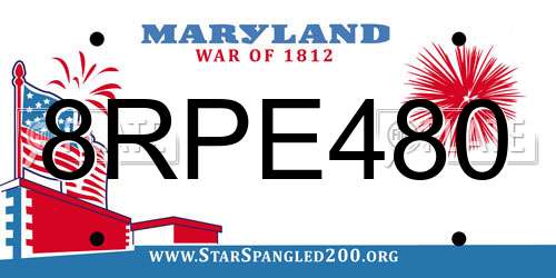 8RPE480 Maryland License Plate
