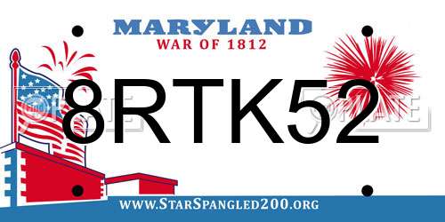 8RTK52 Maryland License Plate