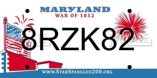 8RZK82 Maryland License Plate
