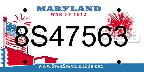 8S47563 Maryland License Plate