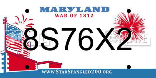 8S76X2 Maryland License Plate