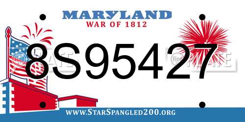 8S95427 Maryland License Plate