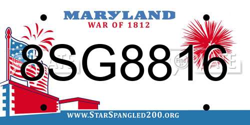 8SG8816 Maryland License Plate