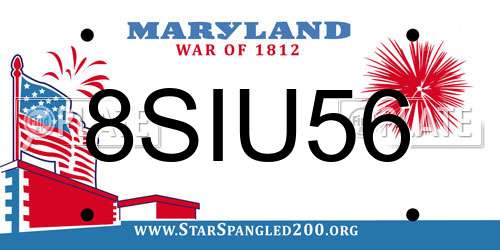 8SIU56 Maryland License Plate
