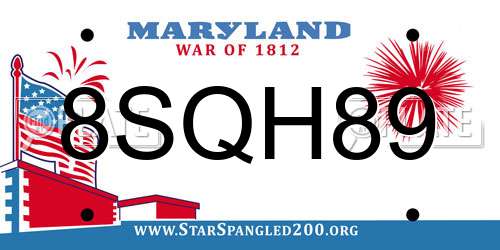 8SQH89 Maryland License Plate