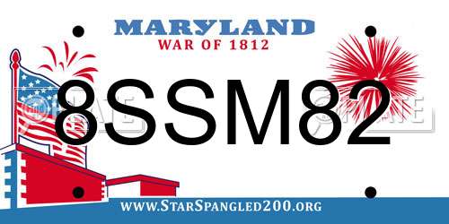 8SSM82 Maryland License Plate