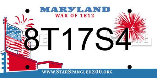8T17S4 Maryland License Plate