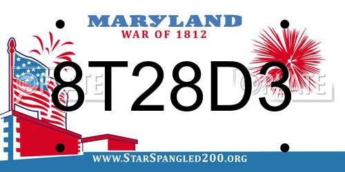 8T28D3 Maryland License Plate