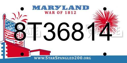 8T36814 Maryland License Plate