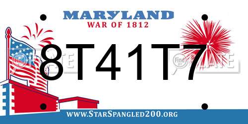 8T41T7 Maryland License Plate