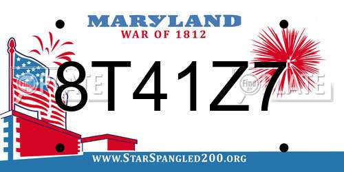8T41Z7 Maryland License Plate
