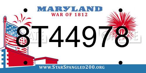 8T44978 Maryland License Plate