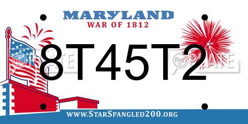 8T45T2 Maryland License Plate